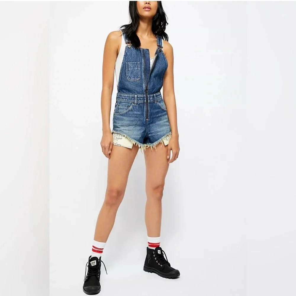 We The Free Blue Denim Overalls with Distressed Hem NWOT - Picture 6 of 7